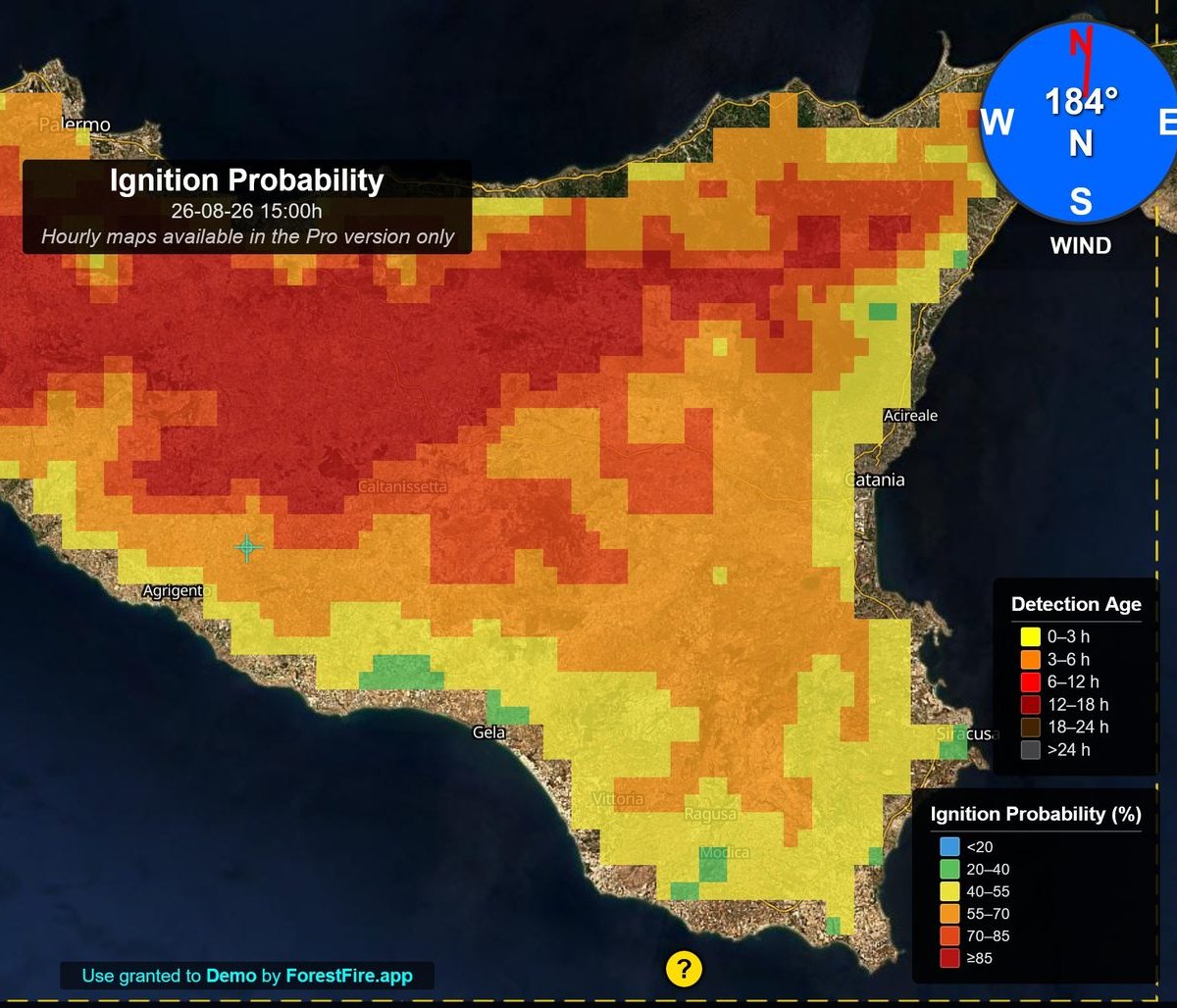 Hourly dynamic fire risk across a region